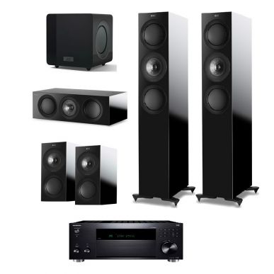 Домашний кинотеатр 5.1 KEF R7 Gloss Black + AV-ресивер Onkyo TX-RZ50 B M2